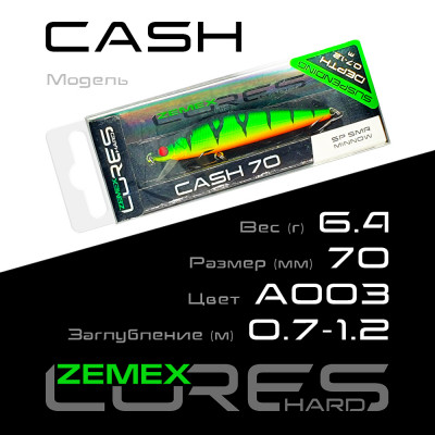 Воблер-минноу Zemex Cash 70SP SMR длина 70мм вес 6,4гр цвет #A003