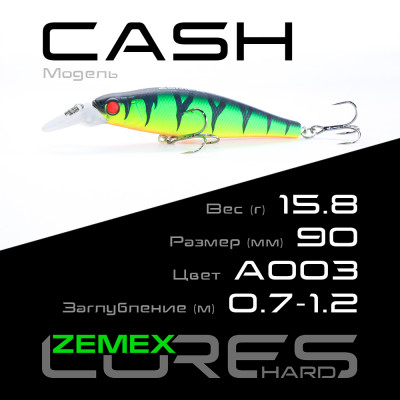 Воблер-минноу Zemex Cash 90SP SMR длина 90мм вес 15,8гр цвет #A003
