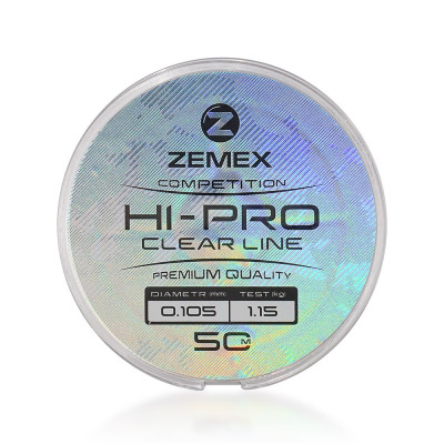 Леска монофильная Zemex Hi-Pro Competition Line диаметр 0,105мм размотка 50м прозрачная