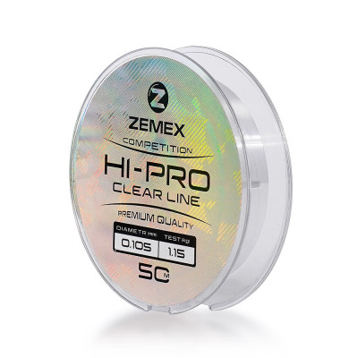 Леска монофильная Zemex Hi-Pro Competition Line диаметр 0,165мм размотка 50м прозрачная