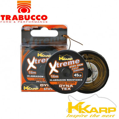 Плетёный поводковый материал Trabucco K-Karp DT Xtreme Stiff Skin Camo Brown 16м камуфляжно-коричневый