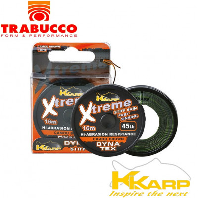 Плетёный поводковый материал Trabucco K-Karp DT Xtreme Stiff Skin Camo Green 16м камуфляжно-зелёный