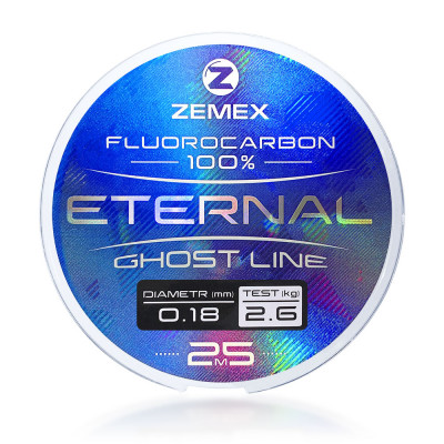 Леска флюорокарбоновая Zemex Eternal 100% Fluorocarbon диаметр 0,40мм размотка 25м прозрачный