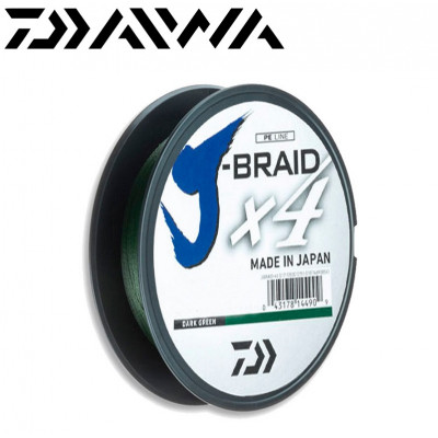 Плетёный шнур Daiwa J-Braid X4E Dark-Green #1,2 диаметр 0,15мм размотка 135м