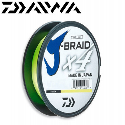 Плетёный шнур Daiwa J-Braid X4E Yellow #3,0 диаметр 0,25мм размотка 135м