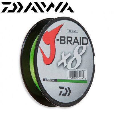 Плетёный шнур Daiwa J-Braid X8 Chartreuse #2,5 диаметр 0,22мм размотка 150м