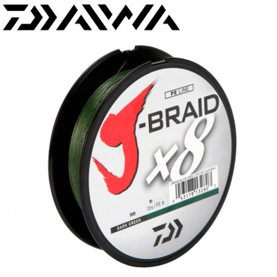 Плетёный шнур Daiwa J-Braid X8 Dark Green #0,8 диаметр 0,10мм размотка 150м
