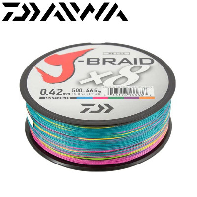 Плетёный шнур Daiwa J-Braid X8 Multicolor #6,0 диаметр 0,35мм размотка 300м