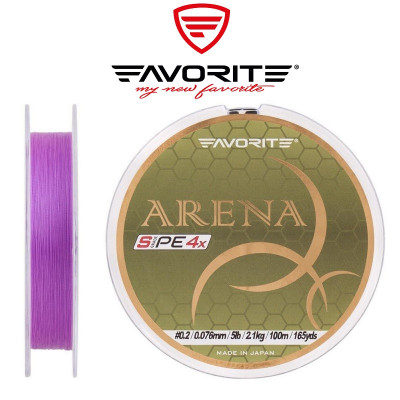 Четырёхжильный шнур Favorite Arena PE 4x #0,175 диаметр 0,071мм размотка 150м фиолетовый