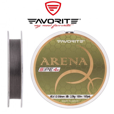 Четырёхжильный шнур Favorite Arena PE 4x #0,2 диаметр 0,076мм размотка 150м серебристо-серый