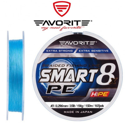 Восьмижильный шнур Favorite Smart PE 8x #2,5 диаметр 0,265мм размотка 150м голубой