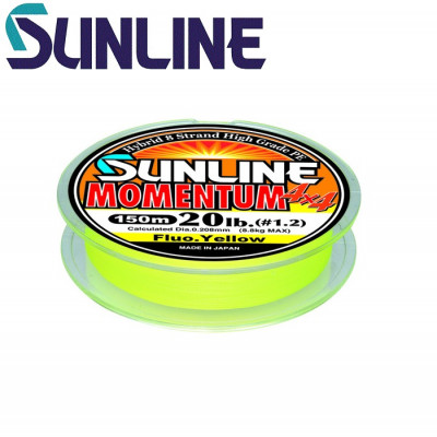 Шнур плетёный Sunline 8Х Momentum Fluo-Yellow #0,6 диаметр 0,156мм размотка 150м