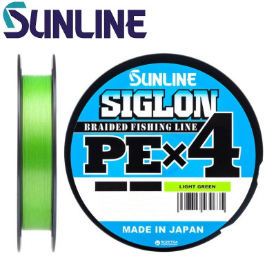 Шнур плетёный Sunline Siglon PE x4 Light-Green #1,7 диаметр 0,223мм размотка 150м