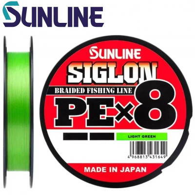 Шнур плетёный Sunline Siglon PE х8 Light-Green #0,3 диаметр 0,094мм размотка 150м салатовый