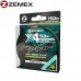Шнур плетёный Zemex Rexar X4 диаметр 0,14мм размотка 150м светло-зелёный