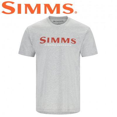  Футболка с коротким рукавом Simms Logo T-Shirt Grey Heather - Crimson