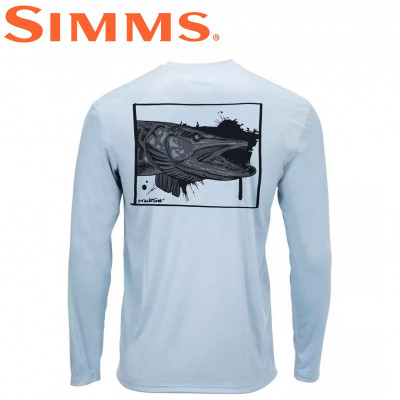 Реглан с силуэтом рыбы Simms Solar-Tech Tee Musky Face Steel Blue