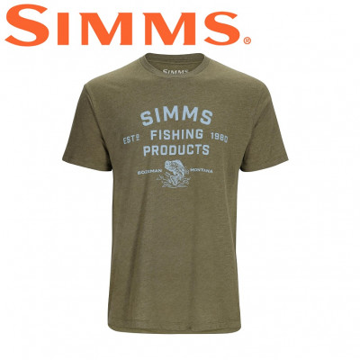  Футболка с коротким рукавом Simms Stacked Logo Bass T-Shirt Military Heather