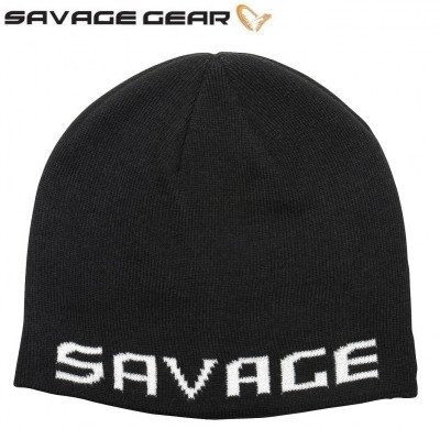 Вязанная шапка Savage Gear Logo Beanie One Size Black/White