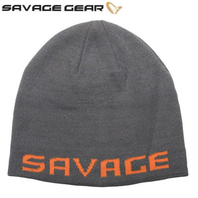 Вязанная шапка Savage Gear Logo Beanie One Size Rock Grey/Orange