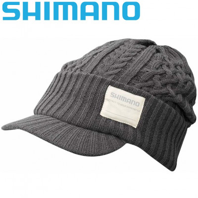 Зимняя шапка с козырьком Shimano Knit Watch with Brim Regular Charcoal