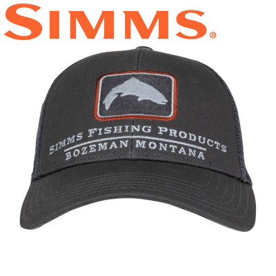 Бейсболка Simms Small Fit Trout Icon Trucker Carbon