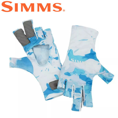 Перчатки спиннинговые Simms SolarFlex Sunglove Cloud Camo Blue