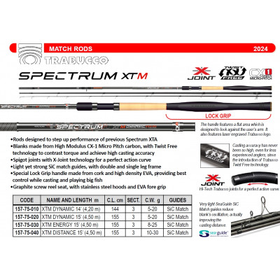 Удилище матчевое штекерное Trabucco Spectrum XTM Distance Match 4503/30 длина 4,5м тест 10-30гр